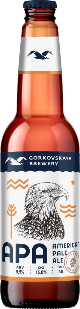 Пиво светлое нефильтрованное неосветленное "ГОРЬКОВСКАЯ ПИВОВАРНЯ AMERICAN PALE ALE"