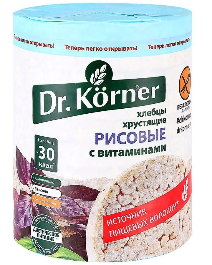 Кошерные рисовые хлебцы без глютена Dr. Körner