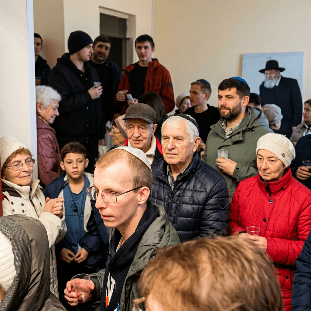 Установка мезузы на первом этаже синагоги в Перми